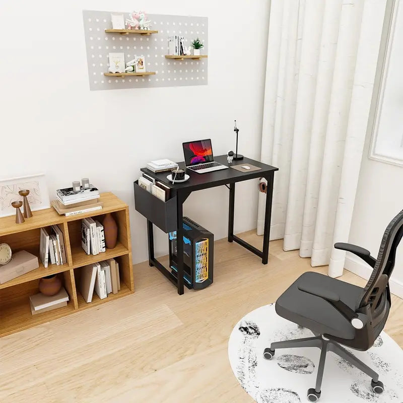 32 Inch Office Small Computer Desk Modern Simple Style Writing Study Work Table for Home Bedroom - Black