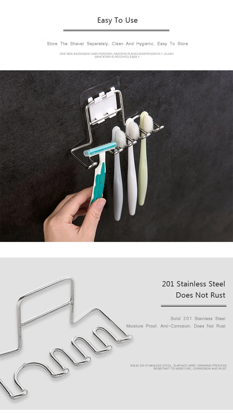 Wall-mounted toothbrush holder stainless steel