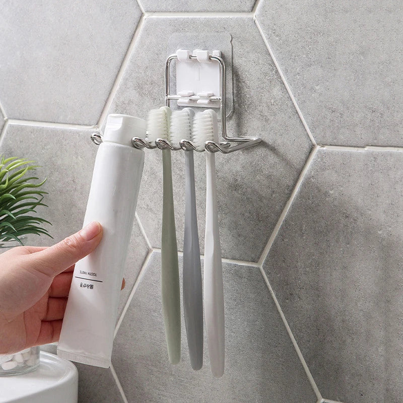 Stainless steel wall-mounted toothbrush holder