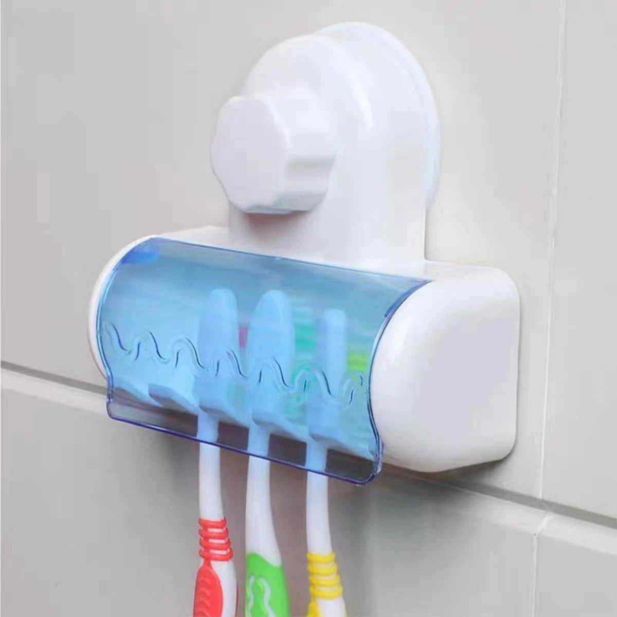 Bathroom accessories set with hooks and suction cup organizer