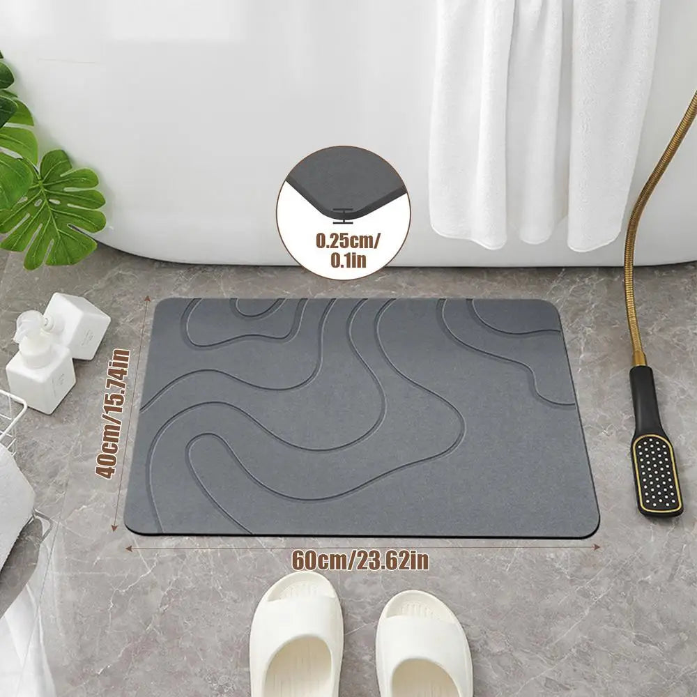 Diatomite bath mat in modern bathroom
