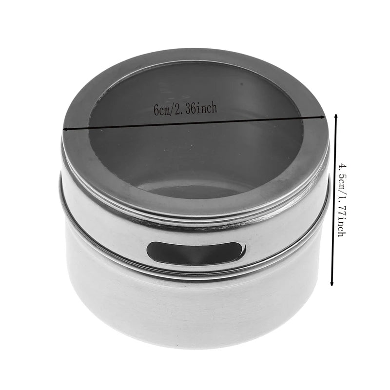 Magnetic spice jar set stainless steel