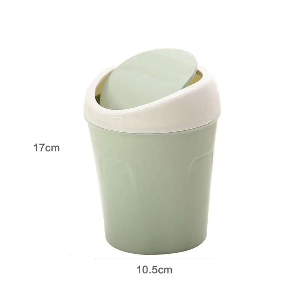 Mini trash can with swing-top lid