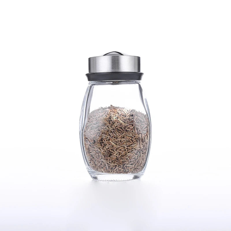 Glass spice jar set with rotating rack