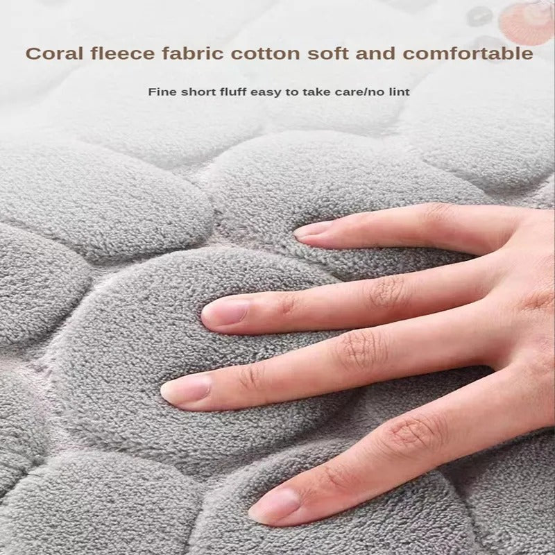 3D Non Slip Absorbent Cobblestone Embossed Quick Drying Bath Mat