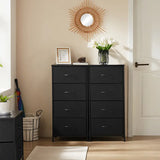 Sweetcrispy Home Furniture Dresser for Bedroom, Storage Drawers, Skinny Fabric Storage Tower with 4 Drawers, Tower Organizer Unit, Chest of Drawers with Wooden Top for Closet, Nursery, Laundry, Living Room, Hallway, Entryway