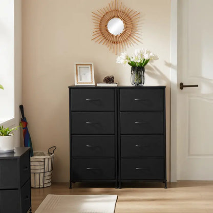 Sweetcrispy Home Furniture Dresser for Bedroom, Storage Drawers, Skinny Fabric Storage Tower with 4 Drawers, Tower Organizer Unit, Chest of Drawers with Wooden Top for Closet, Nursery, Laundry, Living Room, Hallway, Entryway