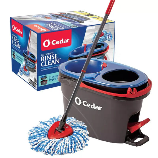 O-Cedar Easywring Rinseclean Spin Mop & Bucket System Cleaning Microfiber Adjustable Cleaner Plastic