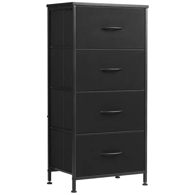 Sweetcrispy Home Furniture Dresser for Bedroom, Storage Drawers, Skinny Fabric Storage Tower with 4 Drawers, Tower Organizer Unit, Chest of Drawers with Wooden Top for Closet, Nursery, Laundry, Living Room, Hallway, Entryway