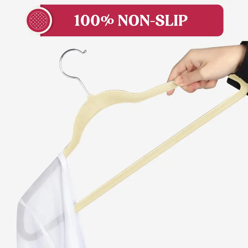 Lux Decor Velvet Hangers Pack of 50, Non-Slip Flocked Felt Hangers - Unbreakable Smooth Space Saving Clothes Hangers for Cupboard - Luxurious & Durable Heavy Duty Suit Hanger with 360 Rotatable Hook, Home Decor Essentials Hanging Organiser Set