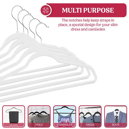 Lux Decor Velvet Hangers Pack of 50, Non-Slip Flocked Felt Hangers - Unbreakable Smooth Space Saving Clothes Hangers for Cupboard - Luxurious & Durable Heavy Duty Suit Hanger with 360 Rotatable Hook, Home Decor Essentials Hanging Organiser Set
