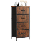 Sweetcrispy Home Furniture Dresser for Bedroom, Storage Drawers, Skinny Fabric Storage Tower with 4 Drawers, Tower Organizer Unit, Chest of Drawers with Wooden Top for Closet, Nursery, Laundry, Living Room, Hallway, Entryway