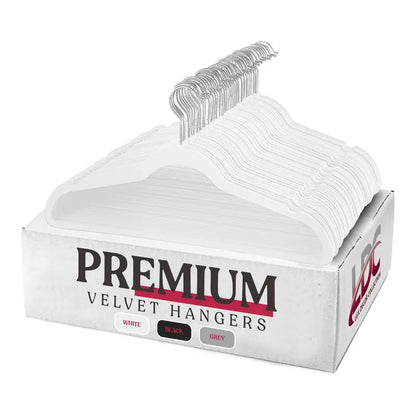 Lux Decor Velvet Hangers Pack of 50, Non-Slip Flocked Felt Hangers - Unbreakable Smooth Space Saving Clothes Hangers for Cupboard - Luxurious & Durable Heavy Duty Suit Hanger with 360 Rotatable Hook, Home Decor Essentials Hanging Organiser Set