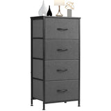 Sweetcrispy Home Furniture Dresser for Bedroom, Storage Drawers, Skinny Fabric Storage Tower with 4 Drawers, Tower Organizer Unit, Chest of Drawers with Wooden Top for Closet, Nursery, Laundry, Living Room, Hallway, Entryway