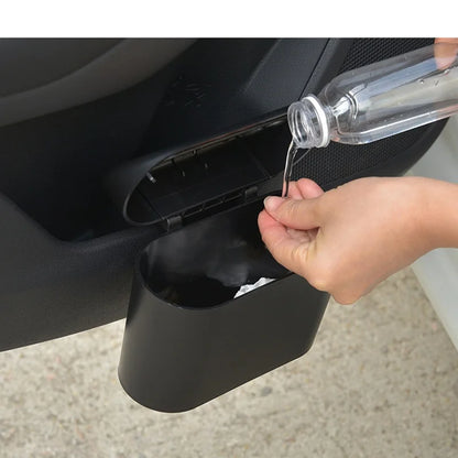 Portable mini trash can hanging in car