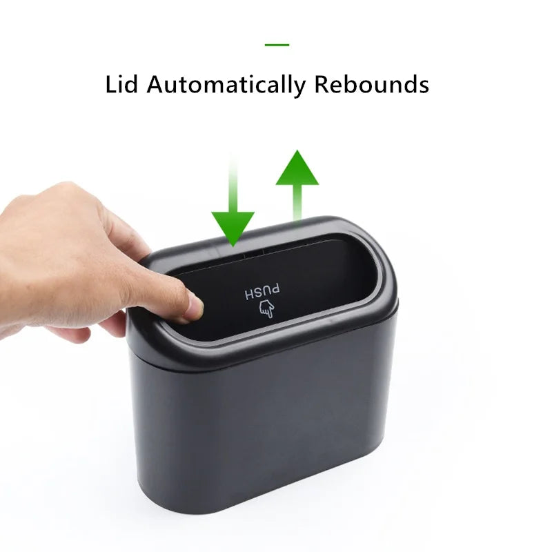 Portable mini trash can hanging in car