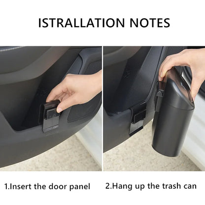 Portable mini trash can hanging in car