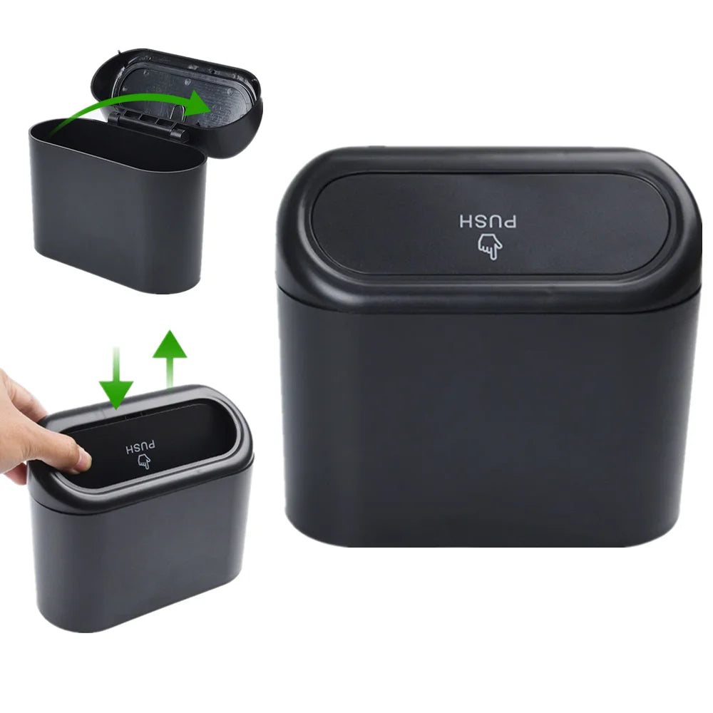 Portable mini trash can hanging in car