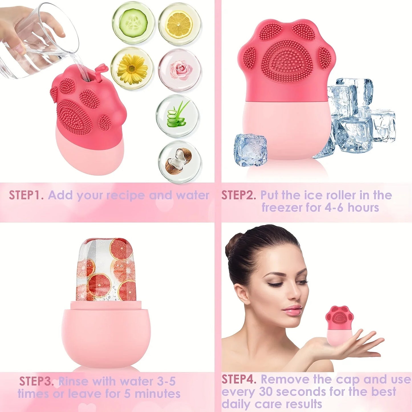 Facial Ice Roller for Skin Care – Silicone Face & Eye Massager for Cooling and Puffiness Relief