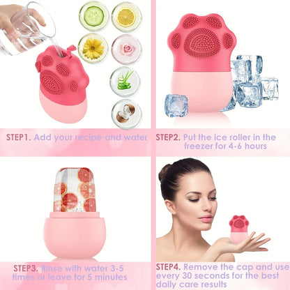 Facial Ice Roller for Skin Care – Silicone Face & Eye Massager for Cooling and Puffiness Relief