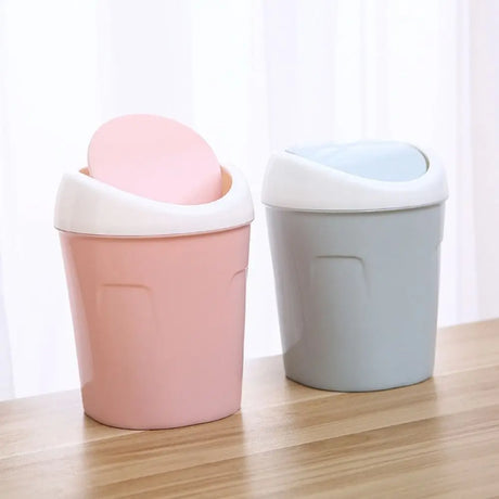 Mini trash can with swing-top lid