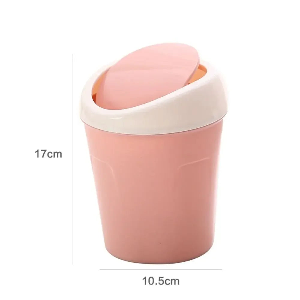 Mini trash can with swing-top lid