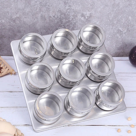 Magnetic spice jar set stainless steel