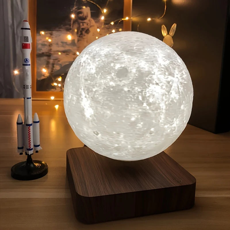 Levitating Moon Lamp Magnetic Floating Spinning Night Light with 3 Color Modes