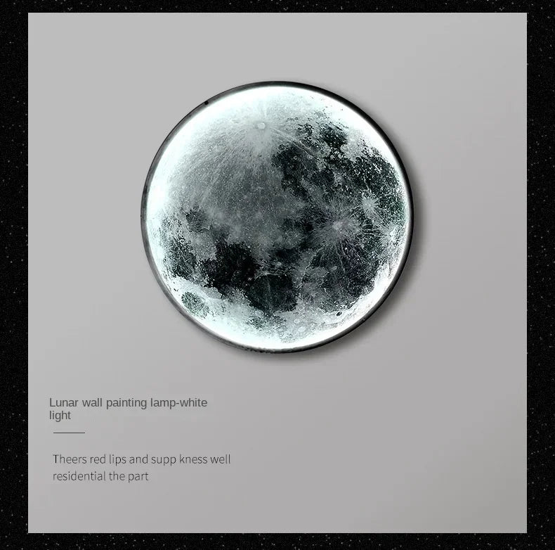 Modern Round Moon Wall Lamp Nordic LED Planet Sconce for Bedroom