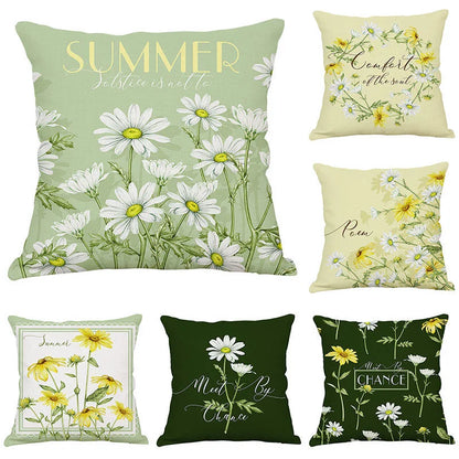 Green cushion cover on living room sofa
