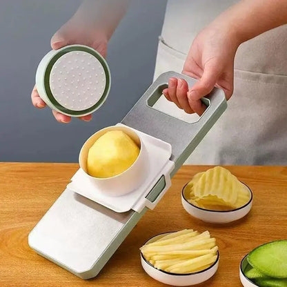 Vegetable chopper slicing vegetables in kitchen