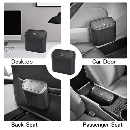 Mini car trash can hanging behind seat