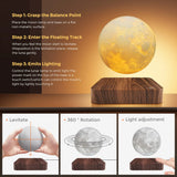 Levitating Moon Lamp Magnetic Floating Spinning Night Light with 3 Color Modes