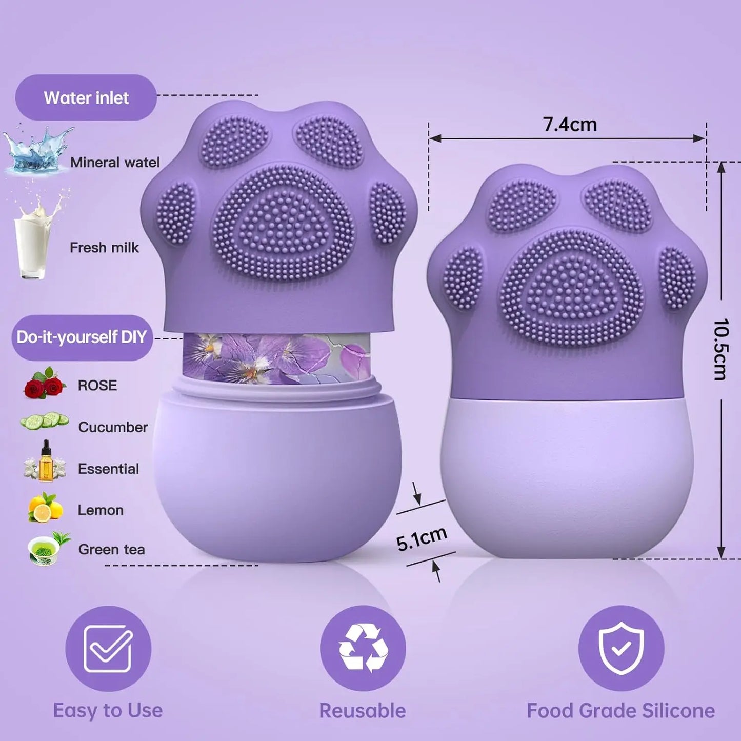 Facial Ice Roller for Skin Care – Silicone Face & Eye Massager for Cooling and Puffiness Relief