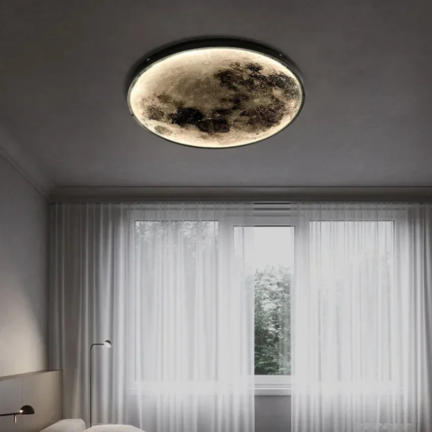 Modern Round Moon Wall Lamp Nordic LED Planet Sconce for Bedroom