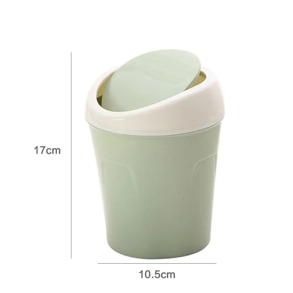 Mini trash can with swing-top lid