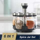 Glass spice jar set with rotating rack