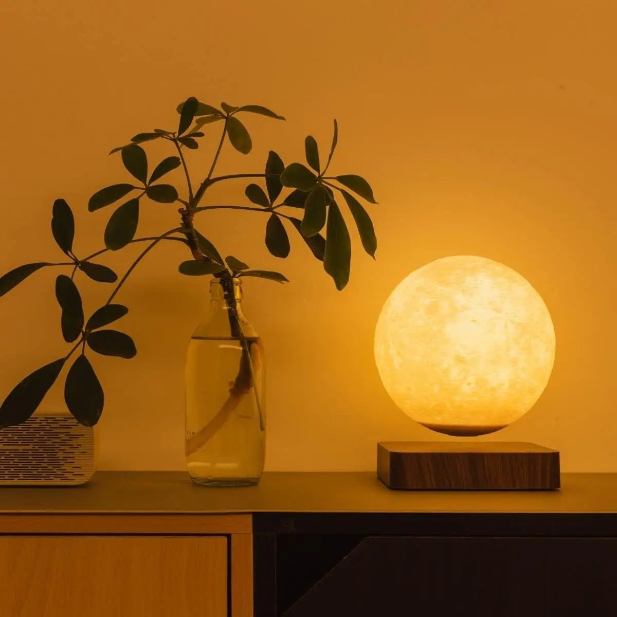 Levitating Moon Lamp Magnetic Floating Spinning Night Light with 3 Color Modes