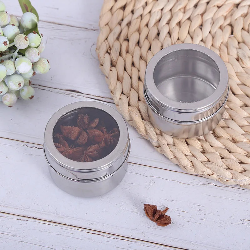 Magnetic spice jar set stainless steel