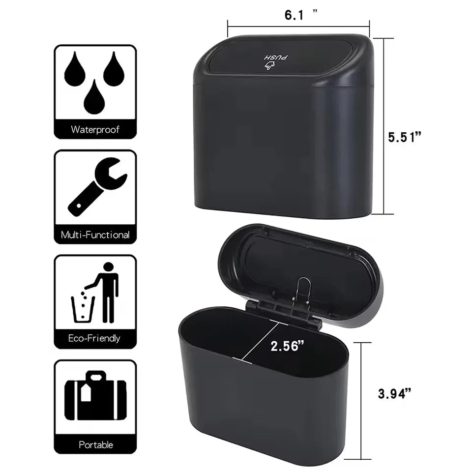 Mini car trash can hanging behind seat