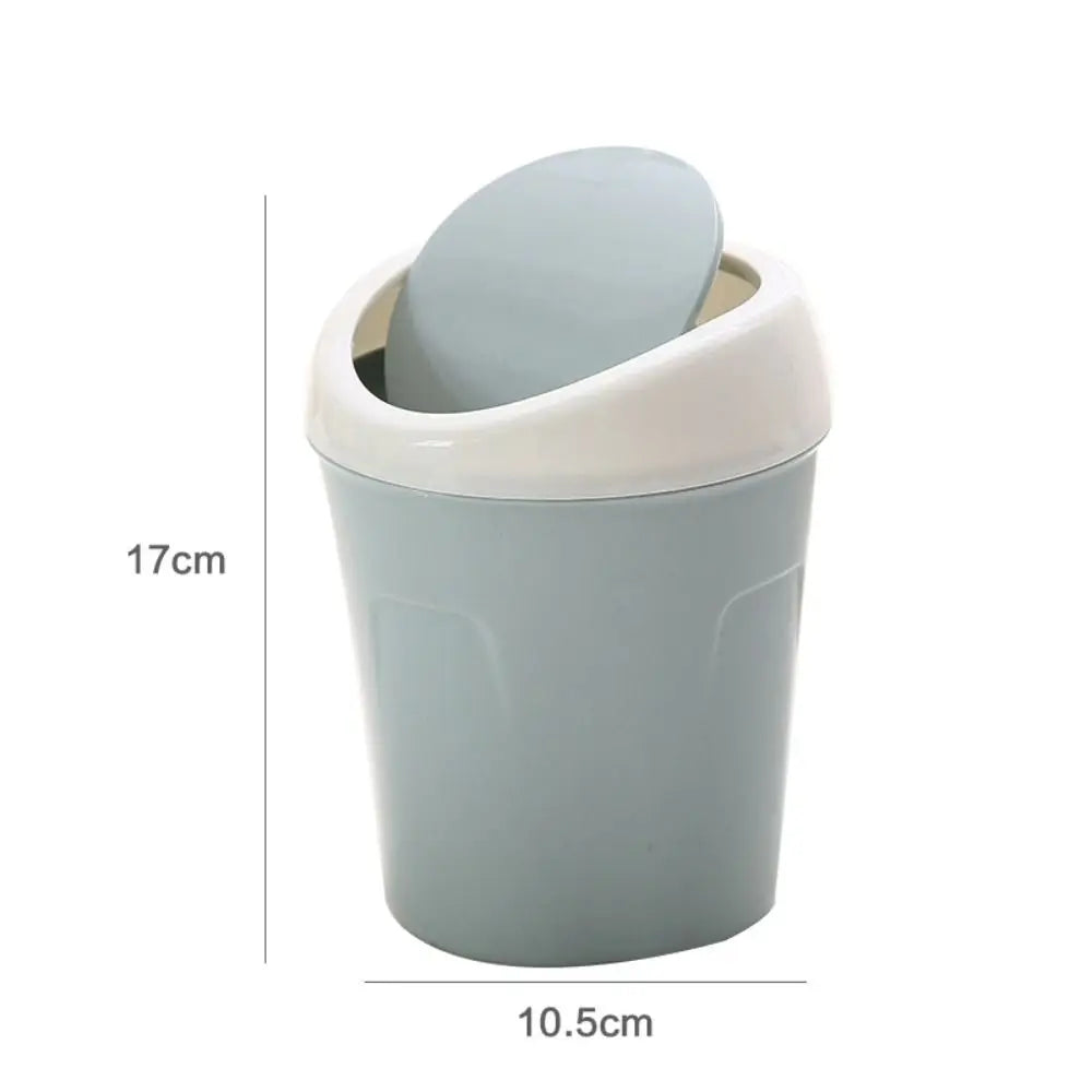 Mini trash can with swing-top lid