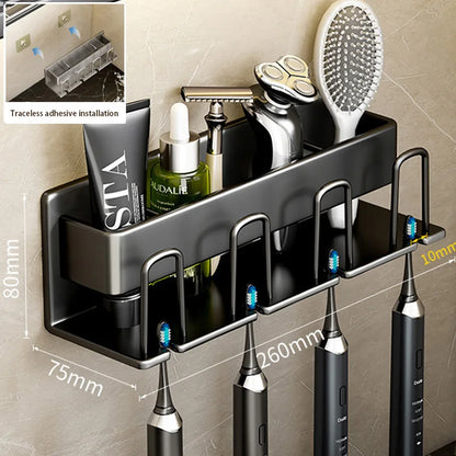 Wall-mounted toothbrush holder with toothpaste dispenser