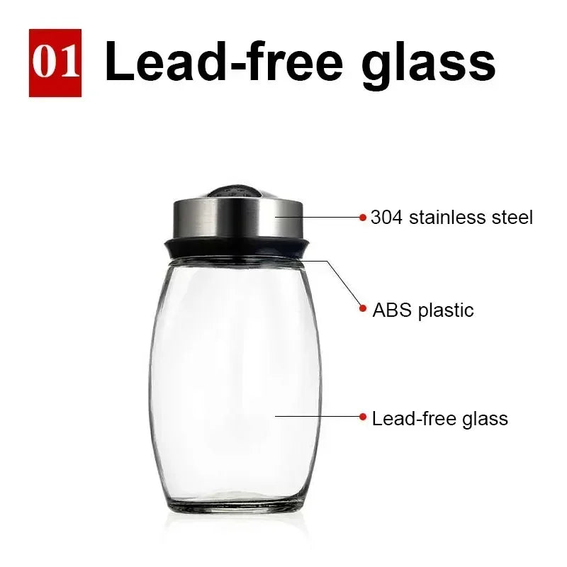 Glass spice jar set with rotating rack