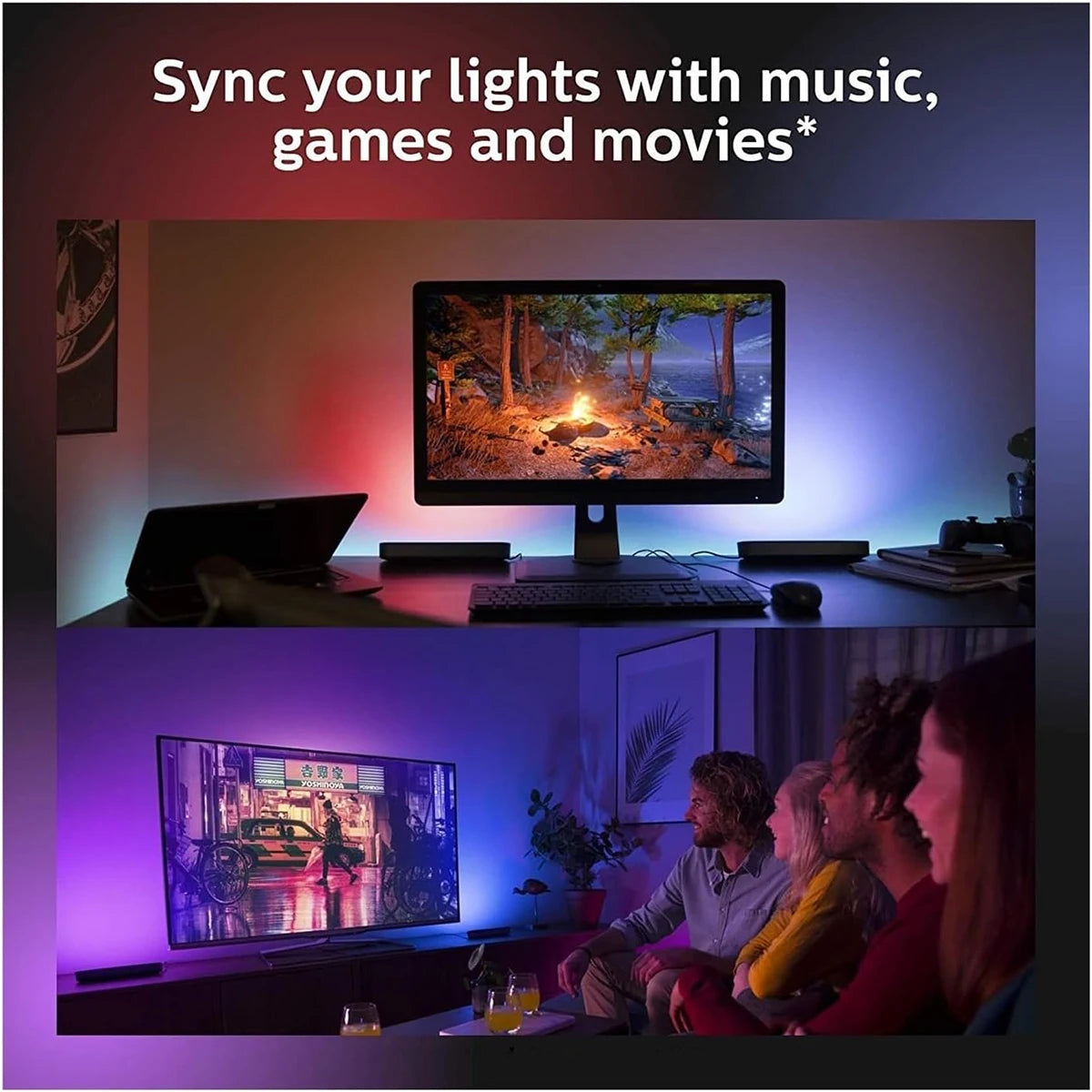 Smart LED Strip Lights RGB Remote & Music Sync Light Bar for Room Decor