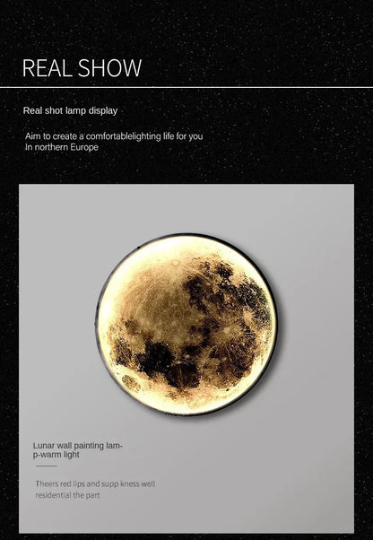 Modern Round Moon Wall Lamp Nordic LED Planet Sconce for Bedroom