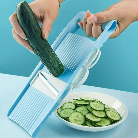 Vegetable chopper slicing vegetables in kitchen