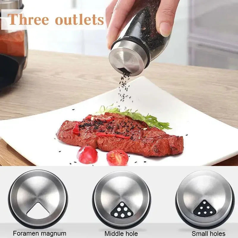 Glass spice jar set with rotating rack