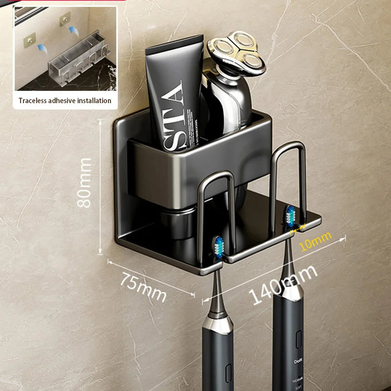 Bathroom wall-mounted toothbrush holder organizer