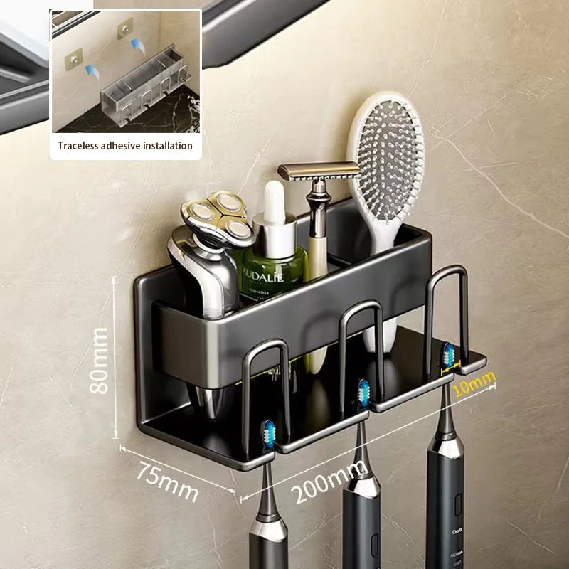 Bathroom wall-mounted toothbrush holder organizer