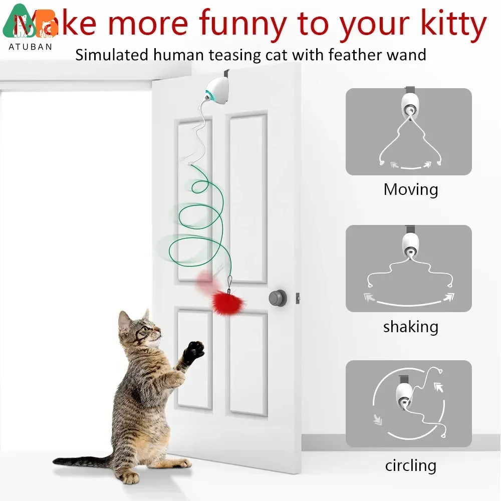 Automatic Electric Cat Rope Toy Interactive Hanging String Teaser for Cats & Kittens